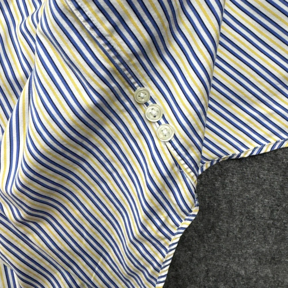 Polo Ralph Lauren Classic Fit Dress Shirt Mens XL Blue White Yellow‎ Stripe